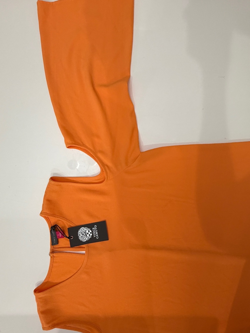Vince Camuto Orange Cold-Shoulder Swing Blouse - Picture 3 of 4